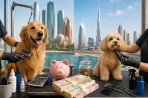 Pet grooming cost comparison in Abu Dhabi and Dubai with a professionally groomed dog