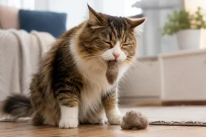 Cat hairballs grooming session at Nin9 Tails salon in Abu Dhabi