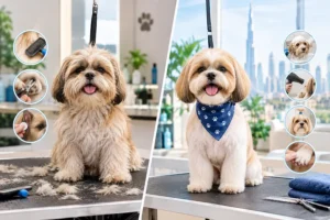 Dog grooming before and after in Dubai